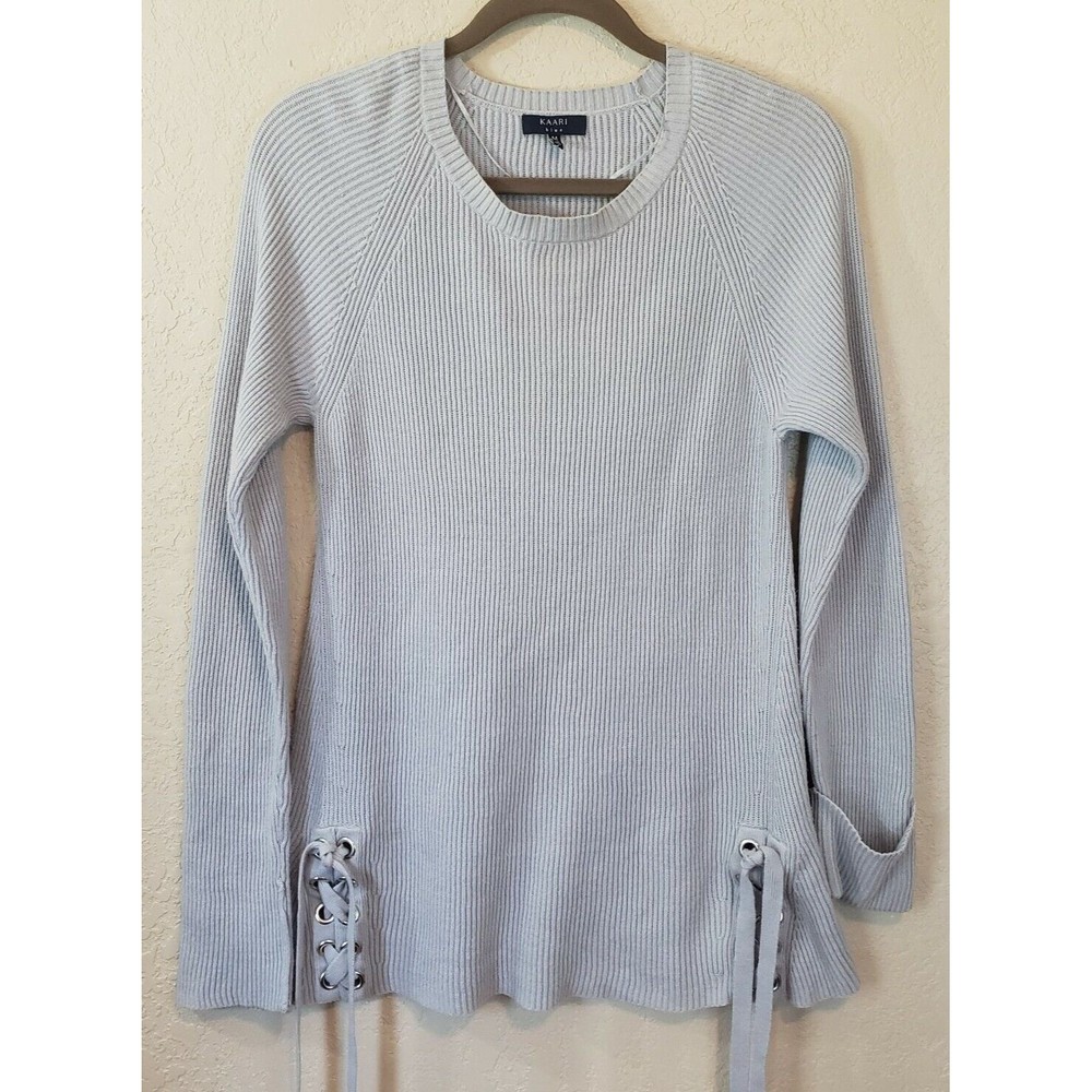 Kaari Tunic Sweater Grommet Side Ties Light Blue Size M